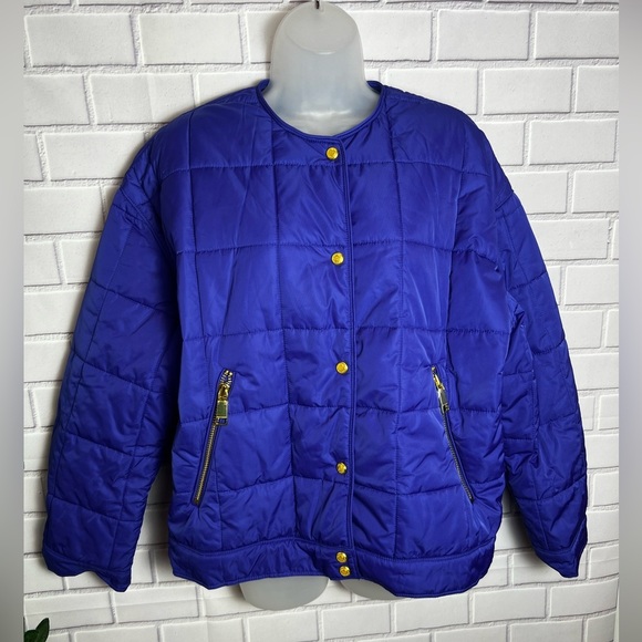 Rebecca Minkott Box Quilted Puffer women Jacket/ Shapire - size L - Picture 4 of 14